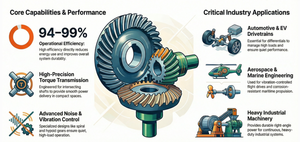 Spiral bevel gear used for power transmission on heavy machinery