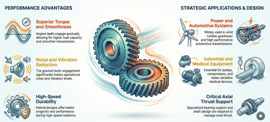 Helical gear applied in mechanical equipment for power transmission