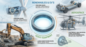 Precision machined ring gear for heavy-duty power transmission 