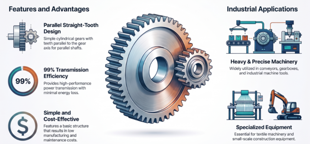Spur gears used for mechanical power transmission