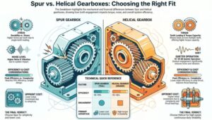 Spur vs helical gearbox cross‑section comparison for industrial power transmission