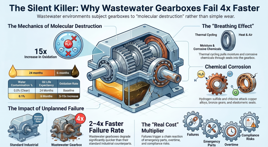 wastewater gearbox premature failure causes solution