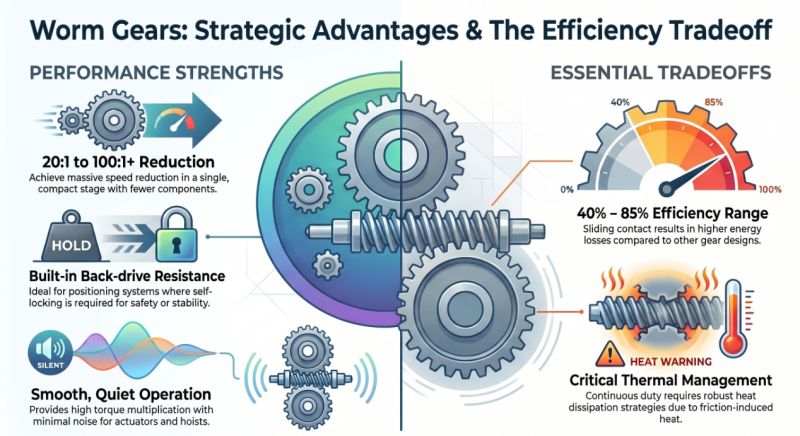 worm gear advantages high reduction self locking drive system